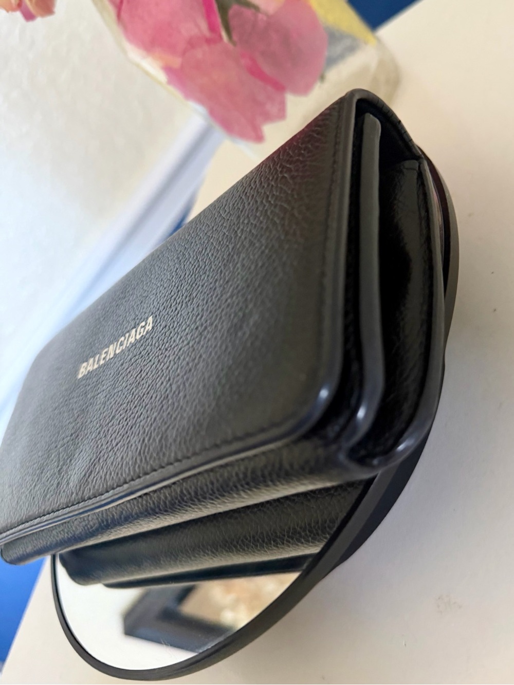 Balenciaga Cash Long Bifold Wallet Black Logo Clutch Grained Calfskin Leather - Picture 11 of 16